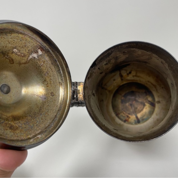 Antique WM Rogers 800 Silver Plate Footed Coffee Tea Pot, Creamer Serving Set - Picture 14 of 16